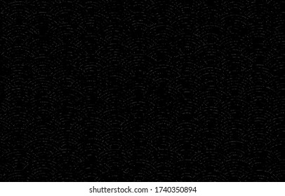 Japanese pattern with a white wilt pattern on a black background: shark komon