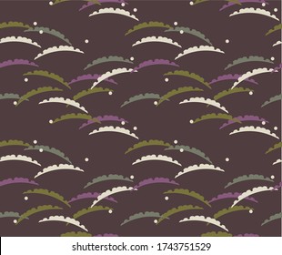 Japanese pattern.Beautifully designed graphic overlapping On a brown background.Vector unique seamless asian texture.For printing on packaging, textiles, paper, manufacturing, wallpapers, scrapbooking