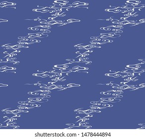 Japanese pattern.Chinese wave pattern on a blue background.Vector unique seamless asian texture.For printing on packaging, textiles, paper, manufacturing, wallpapers, scrapbooking.