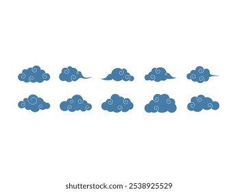 Japanese Patterned Cloud Element Set