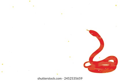 Estampado japonés de serpiente roja y confeti de oro, Ilustración vectorial