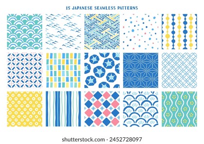 Japanese patterns collection. Seamless geometric pattern background.