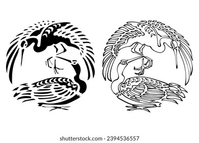 Japanese patterns. Graphic drawing. Vector illustration.