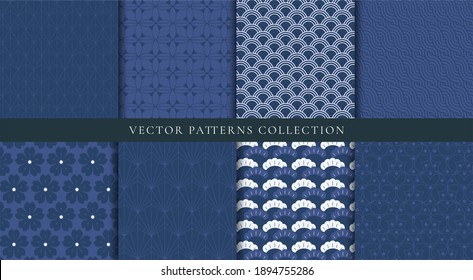 Japanese Patterns Vector. Creative Geometric Shape And Ornamental Vector Patterns And Swatches. Design For Fabric , Wallpaper, Banners, Prints And Wall Arts.