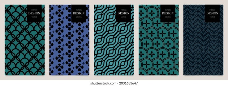 Japanese patterns vector. Geometric shape and ornamental vector patterns and swatches. Design for fabric , wallpaper, banners and cover background.