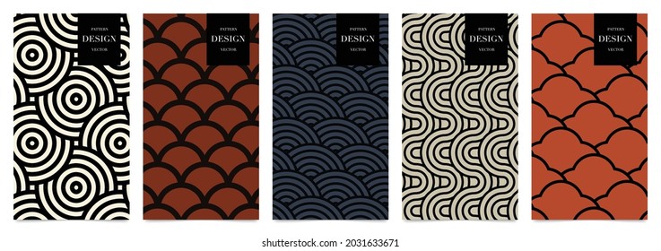 Japanese patterns vector. Geometric shape and ornamental vector patterns and swatches. Design for fabric , wallpaper, banners and cover background.