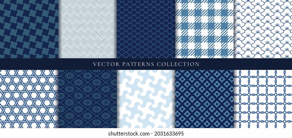 Japanese patterns vector. Geometric shape and ornamental vector patterns and swatches. Design for fabric , wallpaper, banners and cover background.