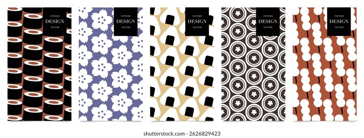 Japanese patterns vector. Geometric shape and ornamental vector patterns and swatches. Design for fabric , wallpaper, banners and cover background.