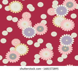 Japanisches Muster.Streifen Blumen auf rotem Hintergrund.Vektorillustration einzigartig nahtlose asiatische Textur.Für den Druck auf Verpackungen, Textilien, Papier, Herstellung, Wallpaper, Scrapbooking.