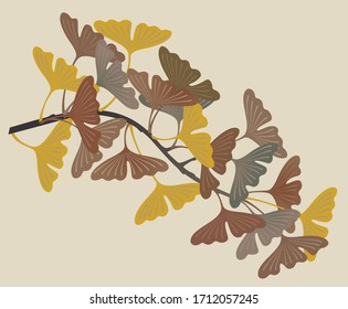 Japanese pattern.Stripes of twigs, leaves and unusual shapes on a light green background.Vector asian texture.For printing on packaging, textiles, paper, manufacturing, wallpapers, scrapbooking.