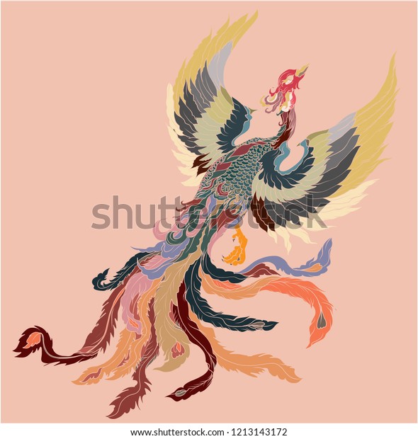 Japanese Peacock Tattooasian Phoenix Fire Bird Stock Vector Royalty Free Shutterstock