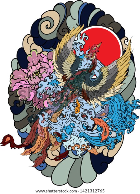 Tatouage Japonais Paon Creation Asiatique De Tatouage Image Vectorielle De Stock Libre De Droits Shutterstock