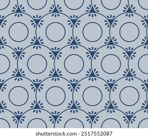 Japanese Petal Circle Vector Seamless Pattern
