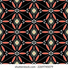 Japanese Petal Triangle Diamond Vector Seamless Pattern