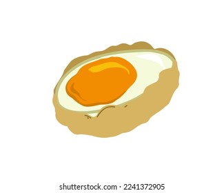 Huevos japoneses encurtidos. Ilustración vectorial plana.	
