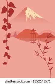 Japanese picture with mountain