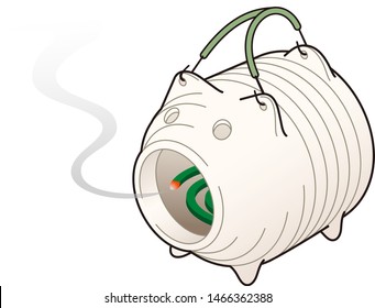 Japanese pig-shaped mosquito coil holder, isolated on white background svg