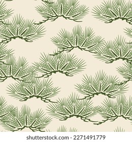 Japanese Pine Leaf Vector Seamless Pattern - Shutterstock ID 2271491779