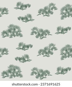 Japanese Pine Leaf Vector Seamless Pattern