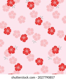 Japanese Pink Cherry Blossom Fall Vector Seamless Pattern