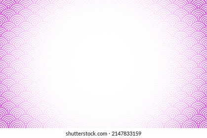 Japanische Rosa kreist Wellen Vektormuster Hintergrund mit Kopienraum. Abstrakter Hintergrund für Hintergrund, Abdeckung, Bildschirmhintergrund und Drucke.