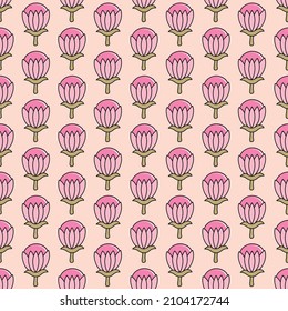 Japanese Pink Flower Bud Vector Seamless Pattern