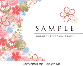 Japanese pink flowers pattern template