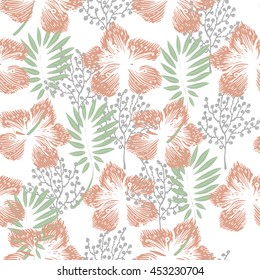 Japanese Pink Flowers Seamless Pattern Stock Vector (Royalty Free ...