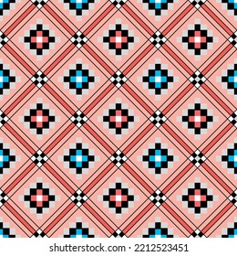 Japanese Pixel Diamond Vector Seamless Pattern