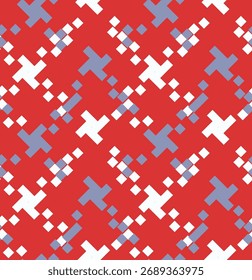 Japanese Pixel Diamond Vector Seamless Pattern