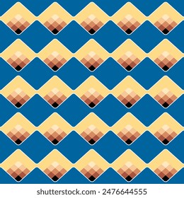 Japanese Pixel Square Zigzag Vector Seamless Pattern