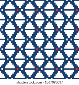 Japanese Pixel Triangle Diamond Vector Seamless Pattern
