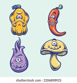 japanese plants character vector set 