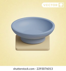 japanese plate 3D vector icon set, on a cream background