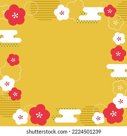 Japanese plum pattern in gold background