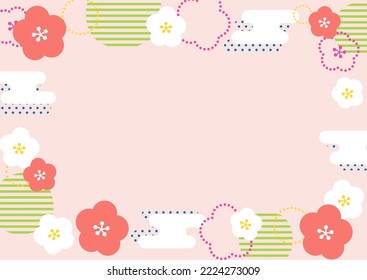 Japanese plum pattern in pink background