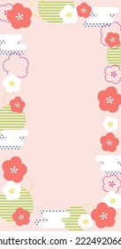 Japanese plum pattern in pink background