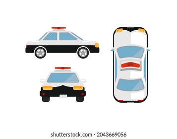 Japanese police car vector illustration set