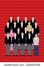 Japanese politician color silhouette illustration