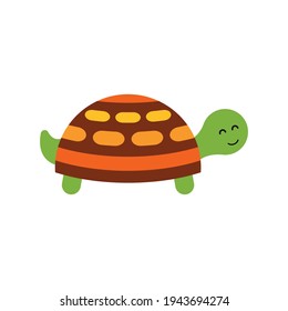 Japanese Pond Turtle Vector Illustration Isolated On White Background. Simple Style, Icon.