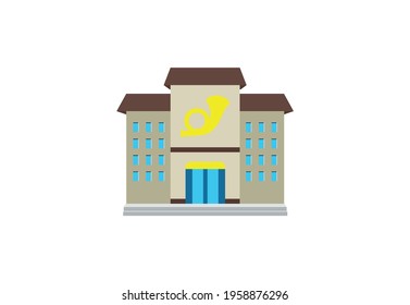 Japanese Post Office vector flat icon. Isolated Post Office Building emoji illustration