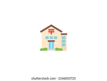 Japanese Post Office Vector Isolated Emoticon. Japanese Post Office Icon