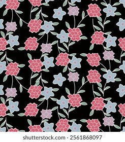 Japanese Pretty Bouquet Vector Seamless Pattern