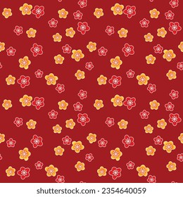 Japanese Pretty Cherry Blossom Fall Vector Seamless Pattern