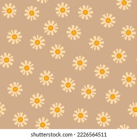 Japanese Pretty Circle Flower Vector Seamless Pattern
