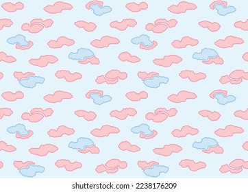 Japanese Pretty Cloud Vector Seamless Pattern