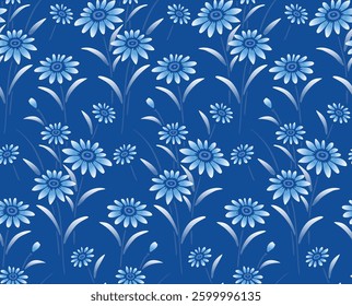 Japanese Pretty Flower Branch Vector Seamless Pattern
