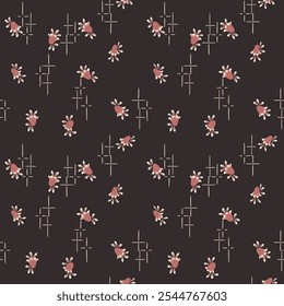 Japanese Pretty Flower Bud Leaf Vector Seamless Pattern