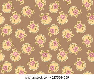 Japanese Pretty Flower Circle Vector Seamless Pattern