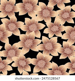 Japanese Pretty Flower Fall Vector Seamless Pattern